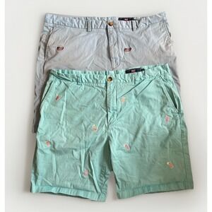 Vineyard Vines Breaker Shorts 2 Pairs Men's Size 40 America Patch Whale Drinks